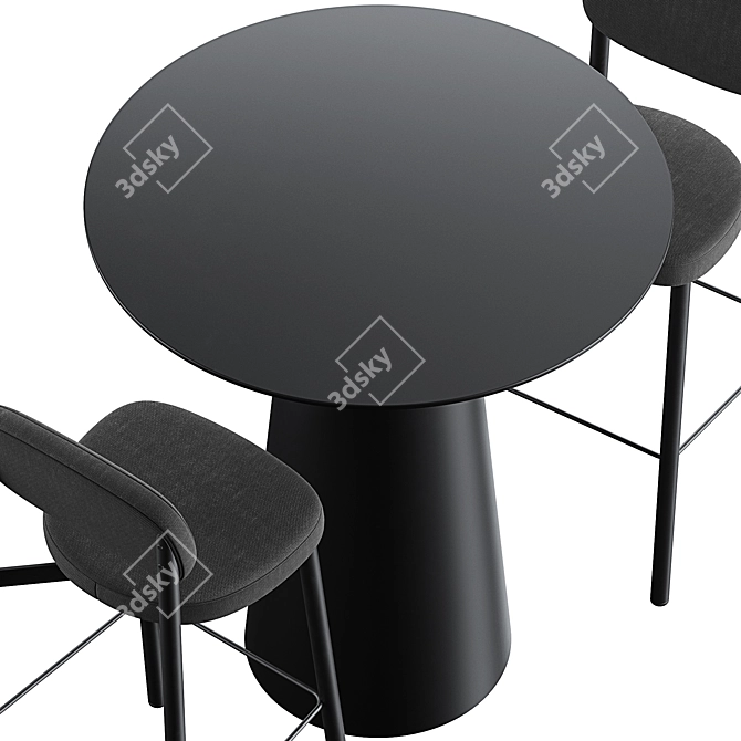 Modern Circula Bar Table Set 3D model image 3