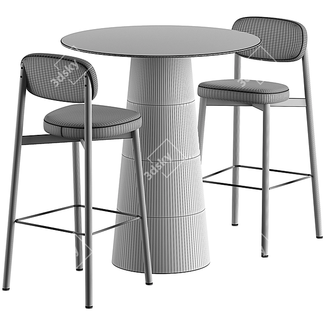 Modern Circula Bar Table Set 3D model image 4