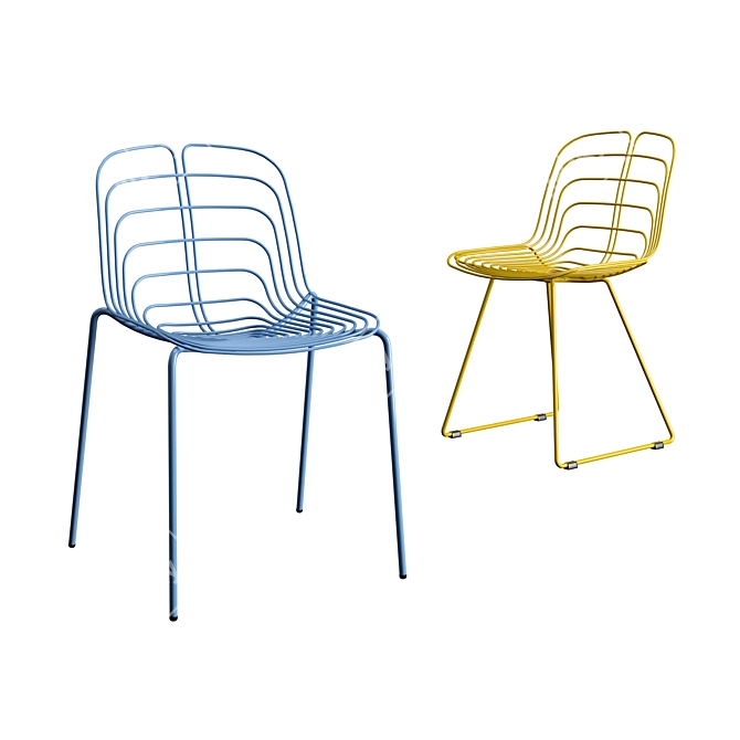 Leaf Vein Steel Wire Chair 3D model image 1