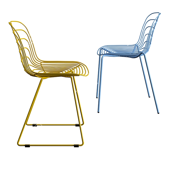 Leaf Vein Steel Wire Chair 3D model image 2