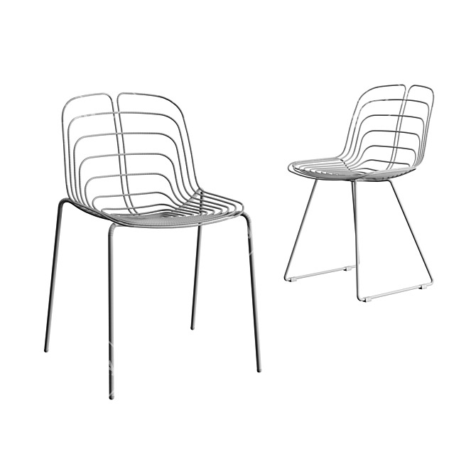 Leaf Vein Steel Wire Chair 3D model image 5