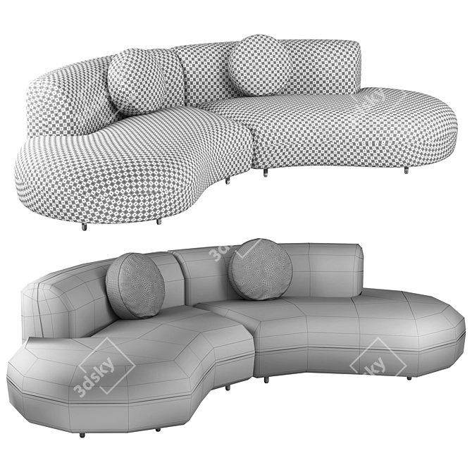 Modern Tokio Curved Sofa (Russian translation: Современный Диван Tokio с Изогнутым Д 3D model image 1