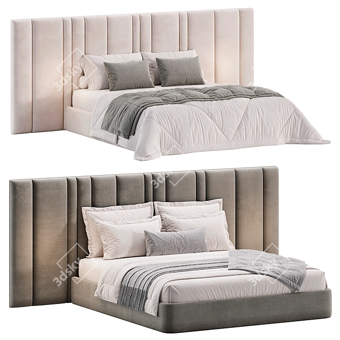 Panoramic Headboard Desire Bed 3D model image 1