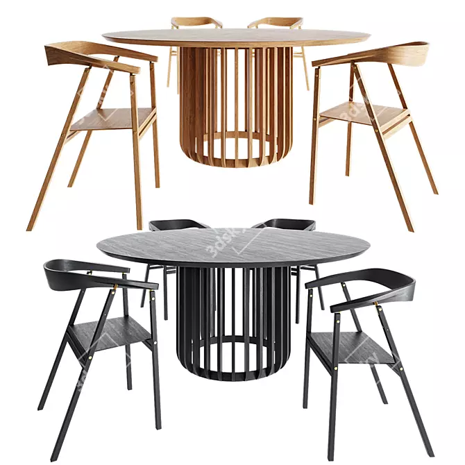 Modern Round Table & Chair 3D model image 1