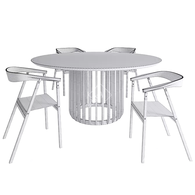 Modern Round Table & Chair 3D model image 4