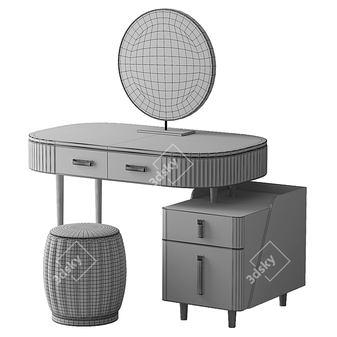 Chic White Modern Dressing Table 3D model image 5