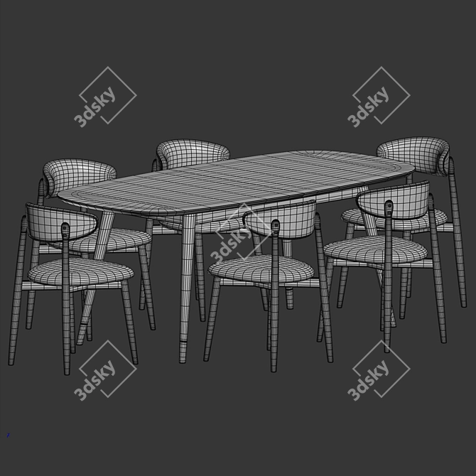 Modern Dining Set in Grey 3D model image 3