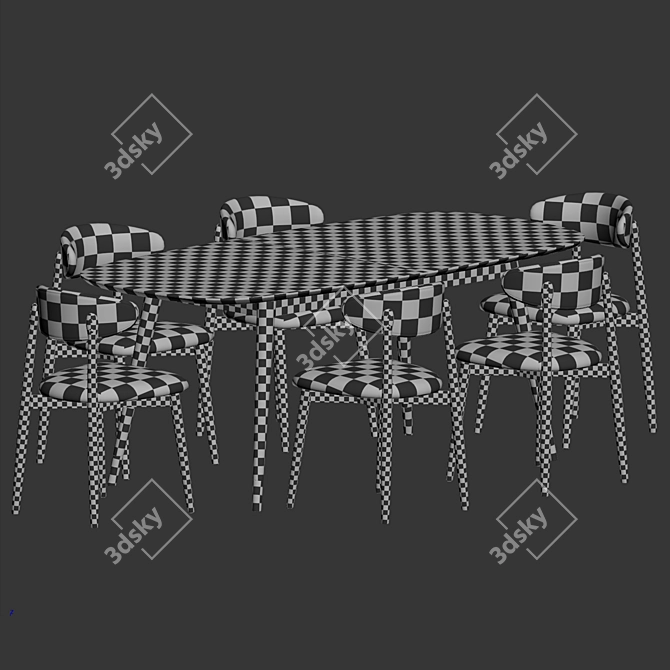 Modern Dining Set in Grey 3D model image 4