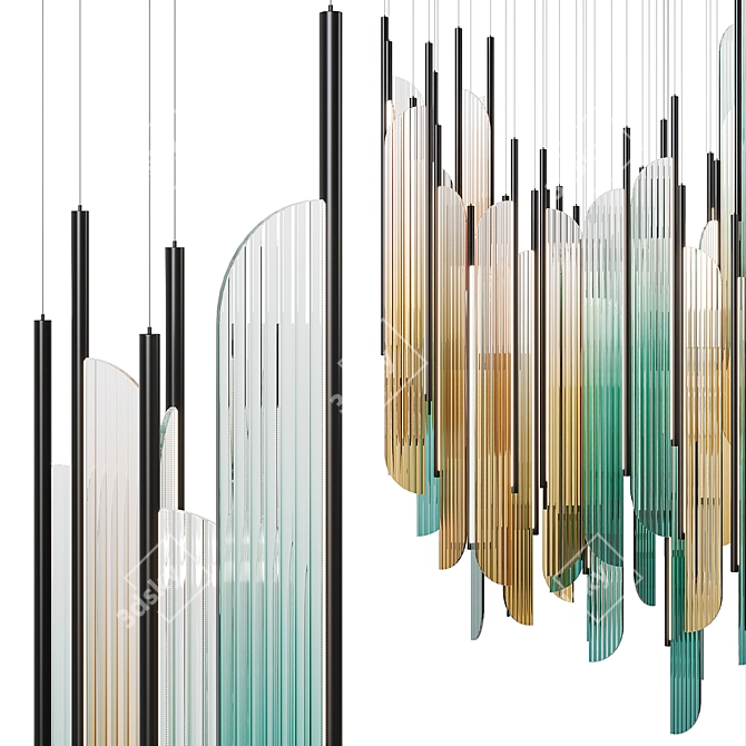 Wave Textured Glass Pendant Light 3D model image 2