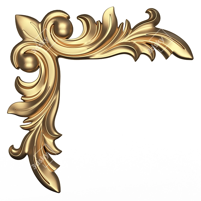 Elegant 3D Carved Molding Ornament 3D model image 1