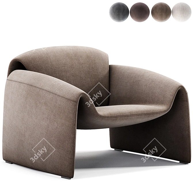 Sleek Contemporary Le Club Armchair 3D model image 1