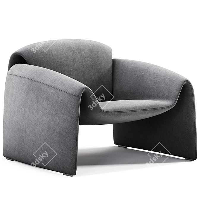 Sleek Contemporary Le Club Armchair 3D model image 3