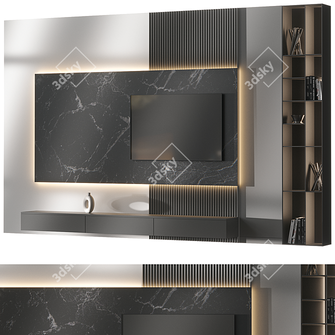 Modern TV Wall Set Furniture 3D model image 1