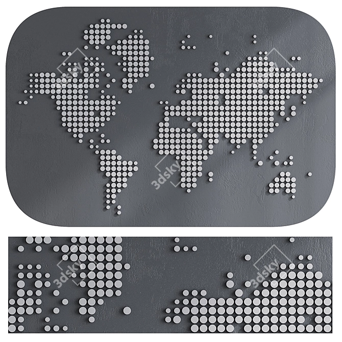 World Map Mosaic Art Print 3D model image 2