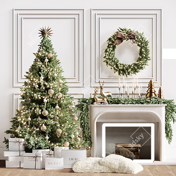 Christmas Tree with Fireplace 2150mm 3D model image 14