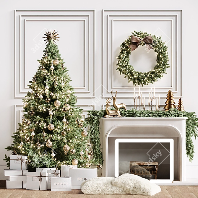 Christmas Tree with Fireplace 2150mm 3D model image 16