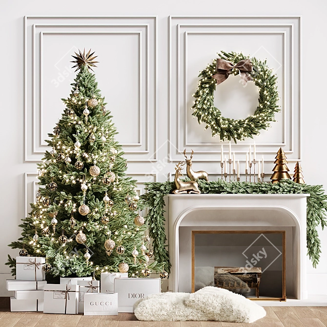 Christmas Tree with Fireplace 2150mm 3D model image 17