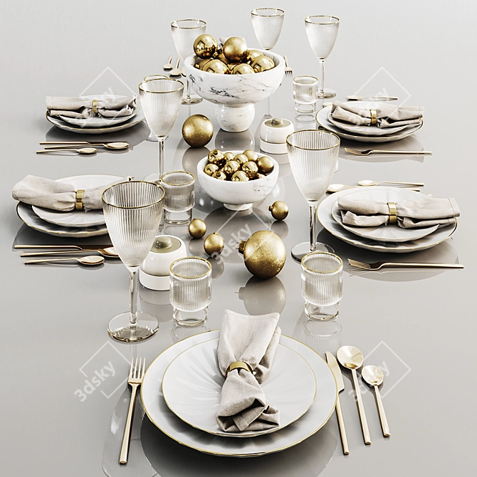 Festive Table Setting Render 3D model image 1