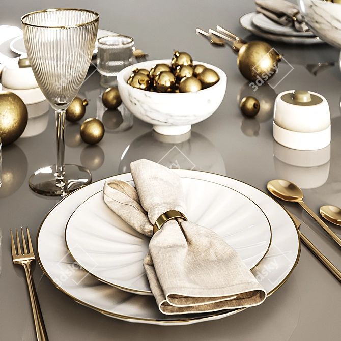 Festive Table Setting Render 3D model image 2