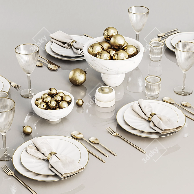 Festive Table Setting Render 3D model image 3