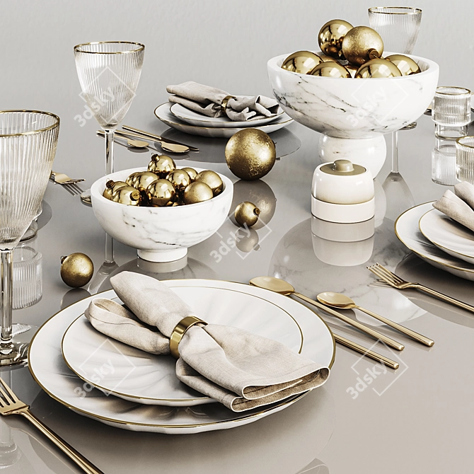 Festive Table Setting Render 3D model image 4