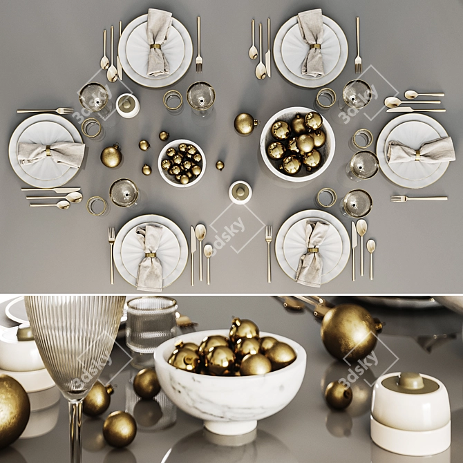 Festive Table Setting Render 3D model image 5