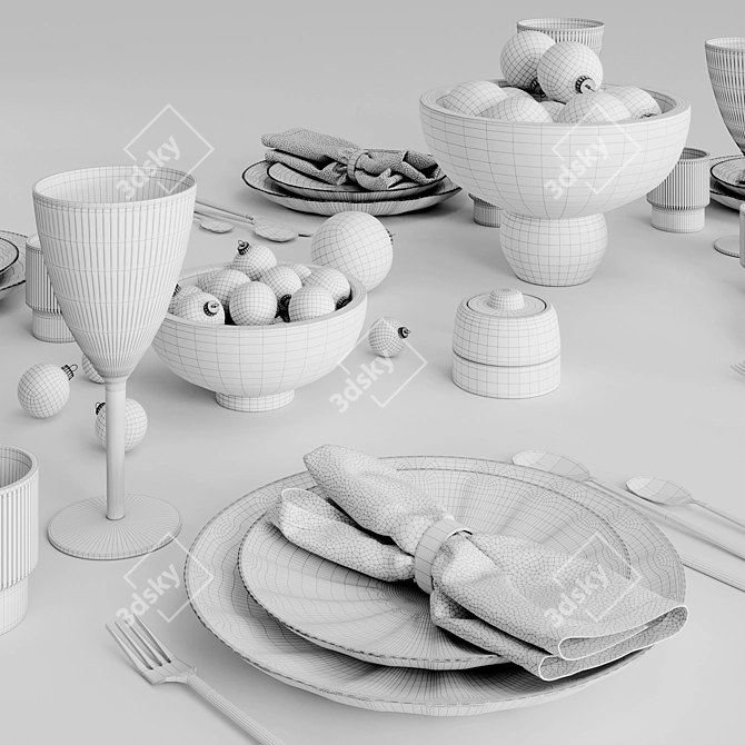 Festive Table Setting Render 3D model image 6