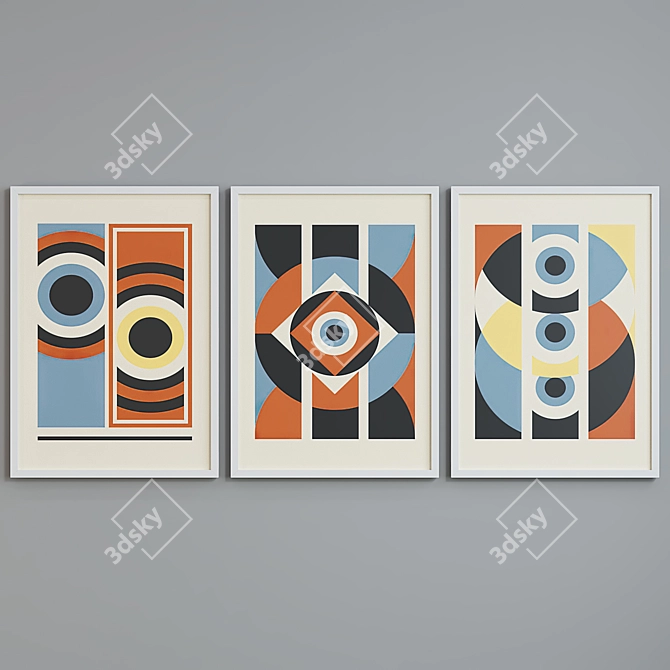 Modern Abstract Picture Frame Set 3D model image 3