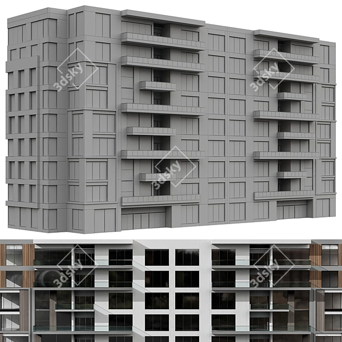 Modern Residential Building No83 3D model image 4