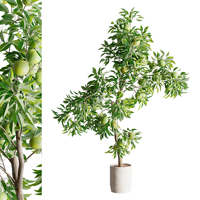 Artificial Orange Tree Pair, Indoor/Outdoor 3D model image 1