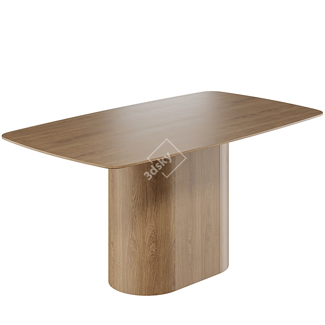 Natural Oak Rectangle Dining Table 3D model image 1