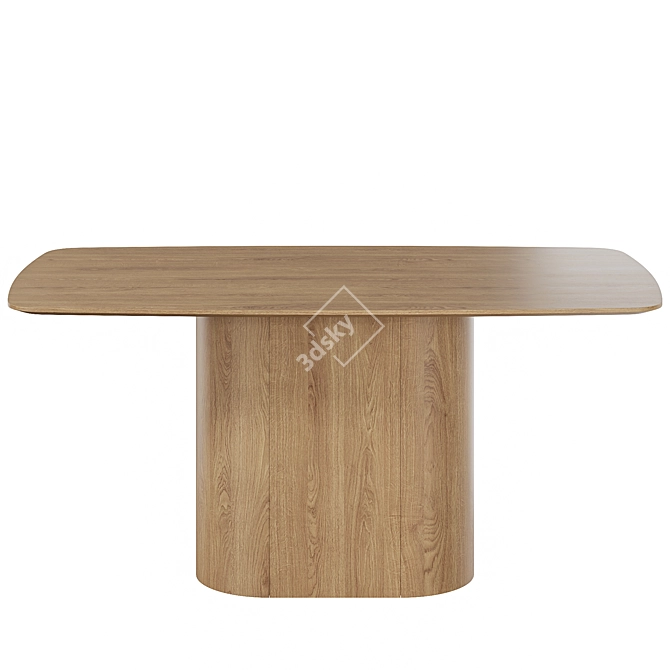 Natural Oak Rectangle Dining Table 3D model image 2