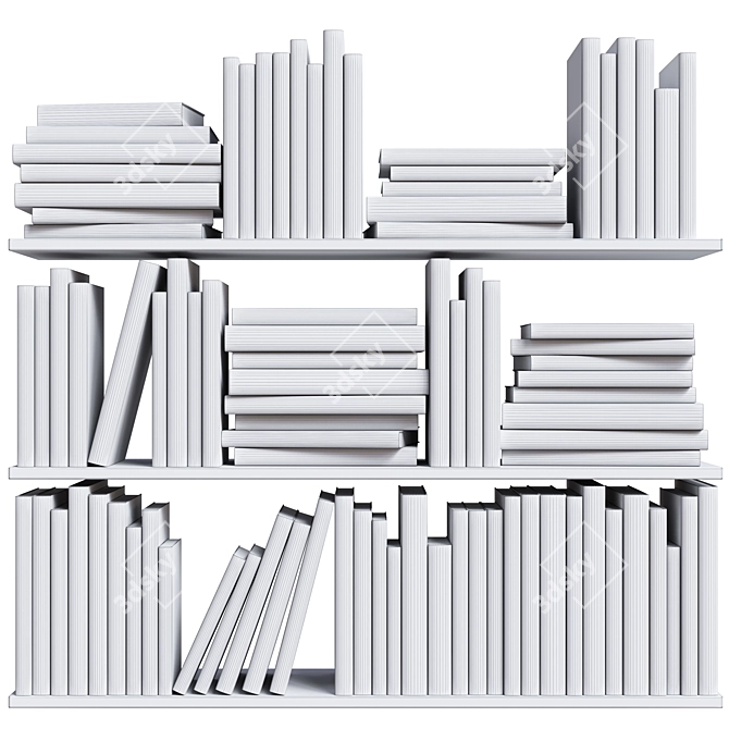 Bookshelf Set with 4 Shelves 3D model image 6