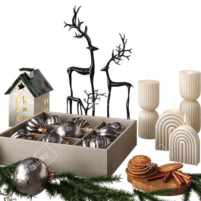 Festive Christmas Decor Collection 3D model image 5