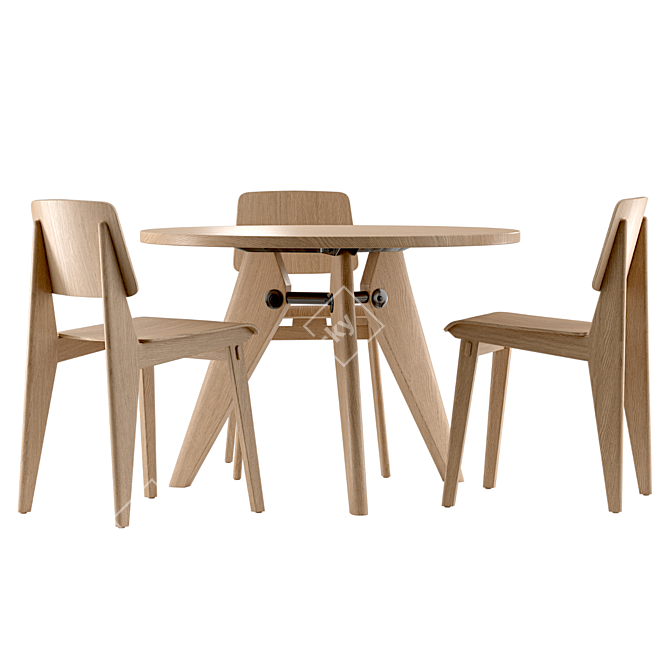 Vitra Table Chair Set 3D model image 2