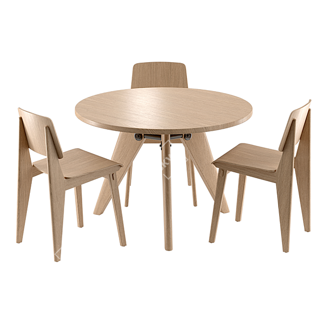 Vitra Table Chair Set 3D model image 3