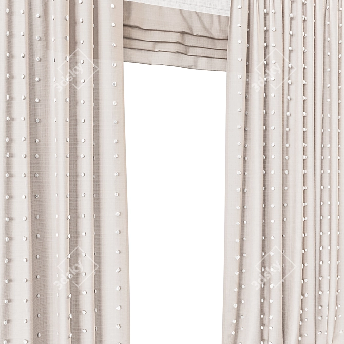 Pompons Linen Curtains for Kids 3D model image 3