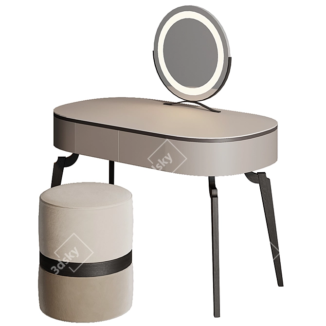 Modern Dressing Table with Mirror 3D model image 1