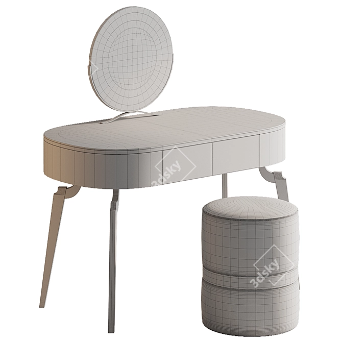 Modern Dressing Table with Mirror 3D model image 2