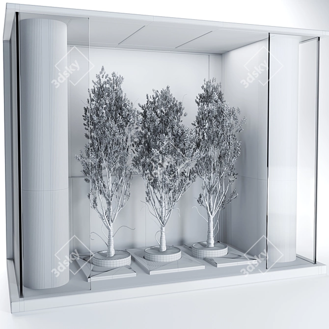 Glass-Enclosed Indoor Plant Set 3D model image 5