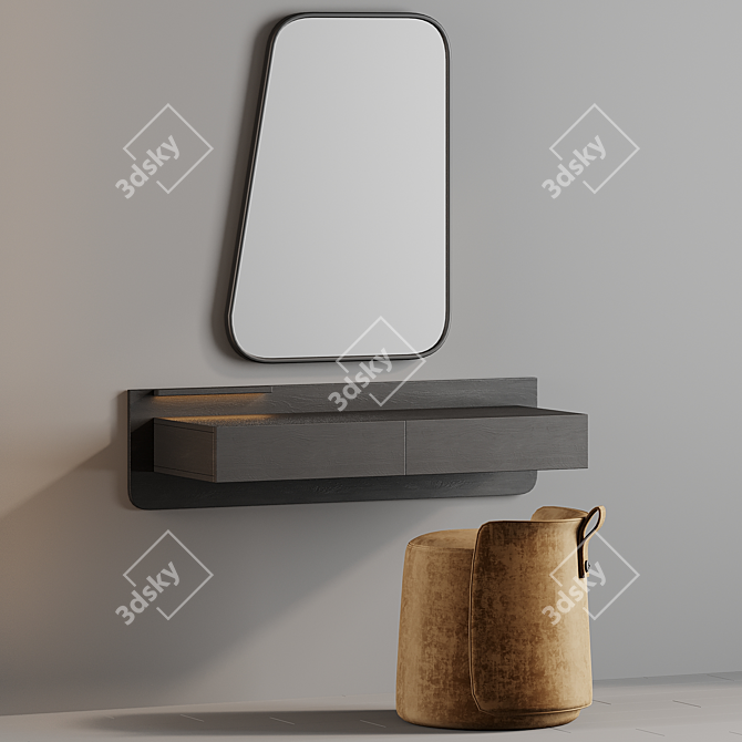 Minimalist X-Frame Dressing Table 3D model image 2