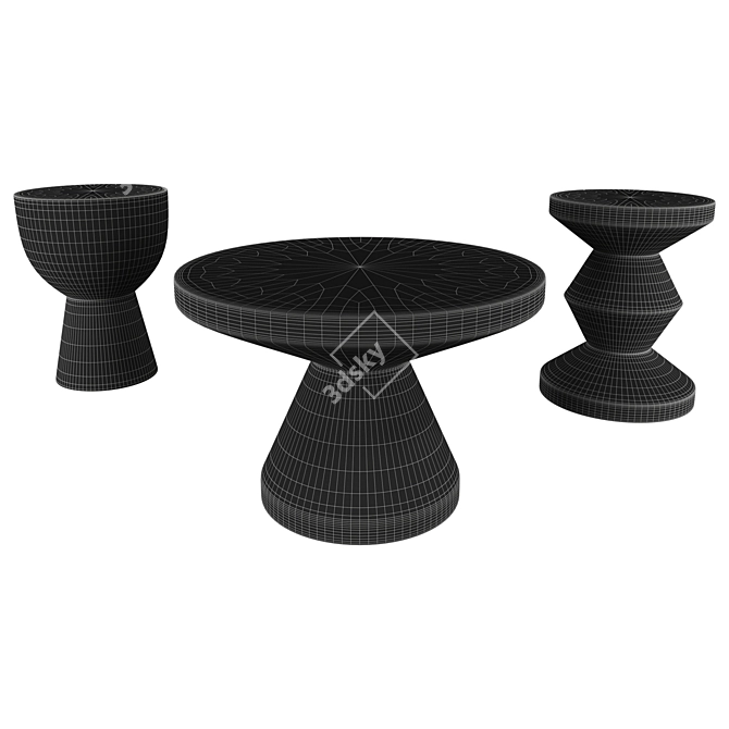 Versatile Zig Zag Stool Table 3D model image 6