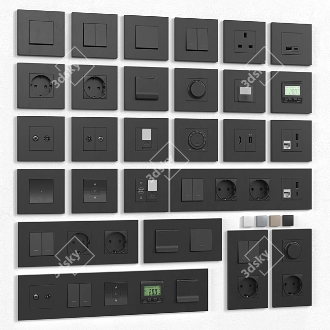 Modular Wall Switches & Sockets 3D model image 2