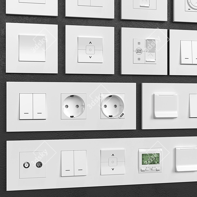 Modular Wall Switches & Sockets 3D model image 3