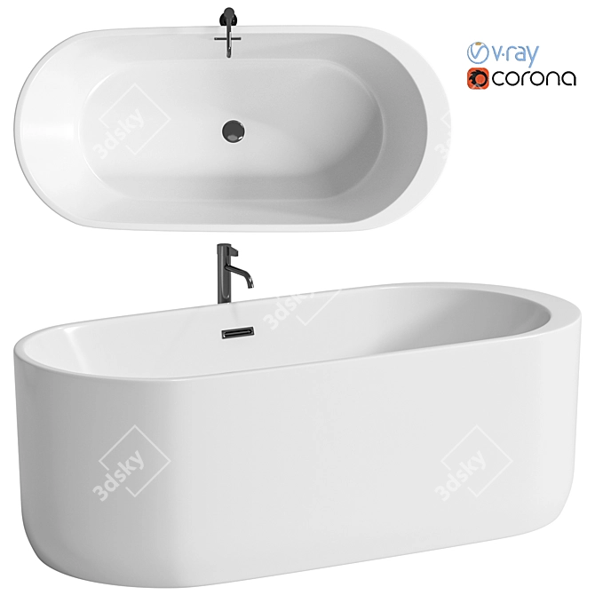 Fiori Freestanding White Acrylic Bathtub 3D model image 1