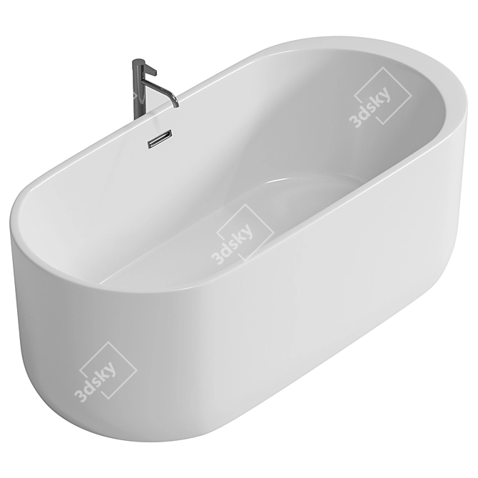 Fiori Freestanding White Acrylic Bathtub 3D model image 3