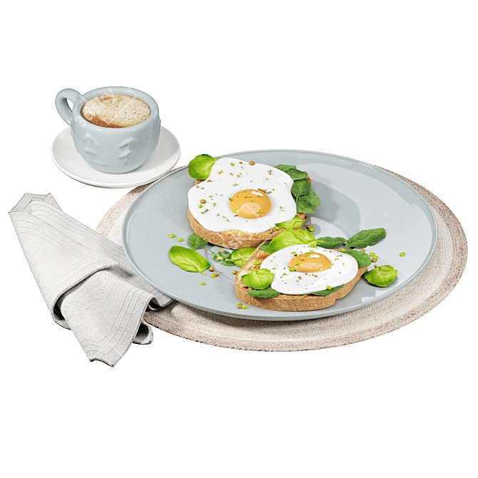 Title: Morning Egg Breakfast Plate 3D model image 2