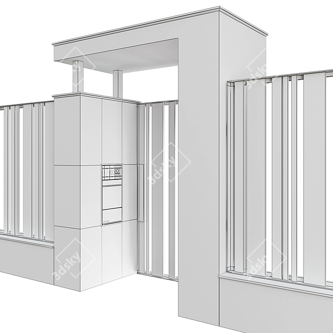 Modern Fence with Mailbox & Canopy 3D model image 5