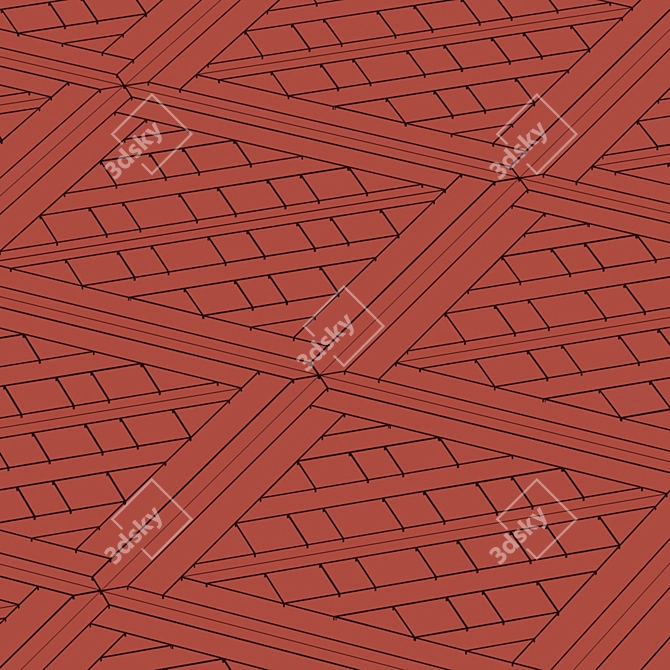 Aged Modular Parquet 3D model image 3