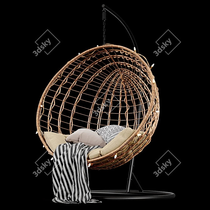 Handcrafted Wicker Swing Chair 3D model image 1